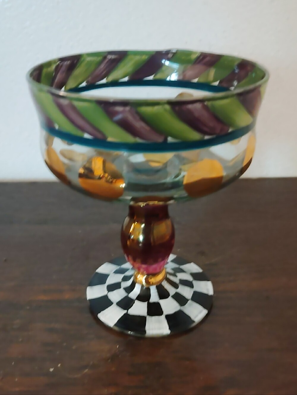 Mackenzie Childs Circus Dot Sherbet Glass NWT
